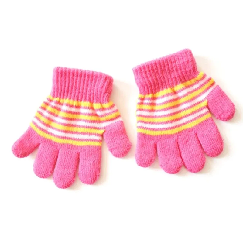 Winter Knitted Children's Gloves Full Finger Boy Girl Glove Warm Thick Kids Gloves Baby Gloves Candy Color Cotton Mittens