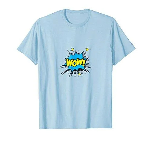 WOW! T-shirt Gift Tee Cartoon Comic Speech Bubbles style