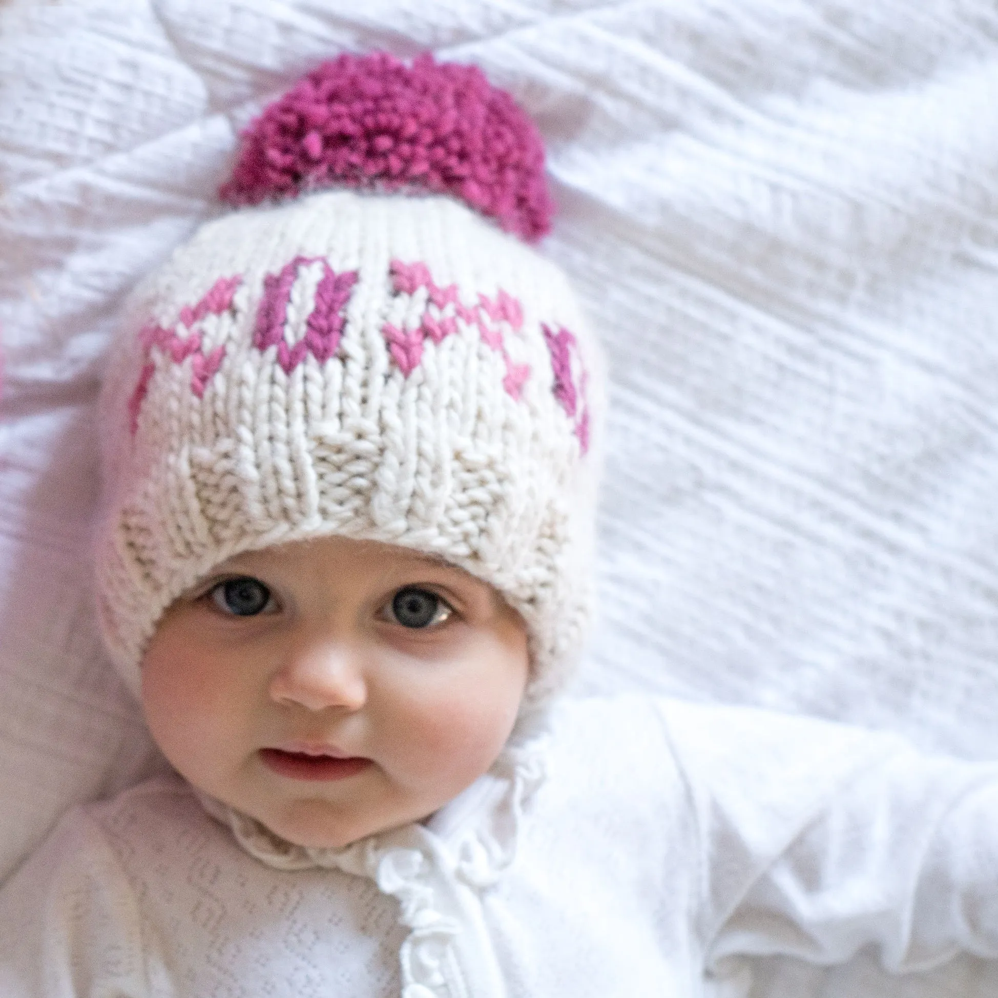 XOXO Valentine's Day Hand Knit Beanie Hat for Babies thru Adults